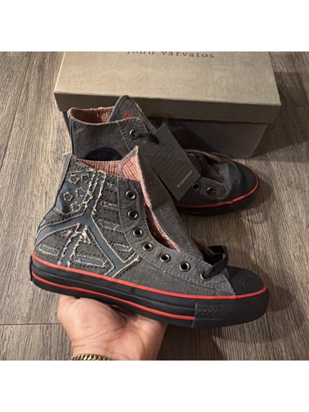 Converse X John Varvatos Chuck Taylor Peace Hi Denim Gray Men 4.5 Women 6.5 Shoe